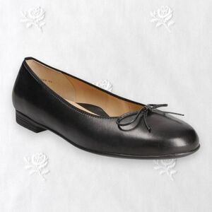 NEW Ara Model Susie Soft black leather ballet flats with bow / ballerina shoes 8
